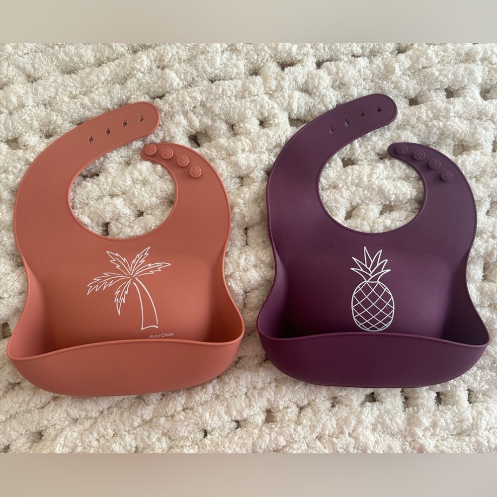 Set of 2 Silicone Tropical Bibs